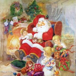 Christmas Advent Calendar, "Santa in Chair", 11" x 15"