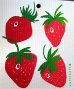 Swedish screen printed dishwashing sponge/ dish cloth, "Strawberries"