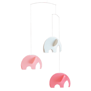 Pink and white elephants mobile  Flensted of Denmark  24" x 15"