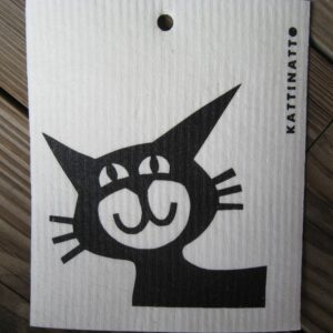 Swedish screen printed dish washing sponge/ dish cloth, "Black Cat face"