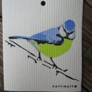 Swedish screen printed dishwashing sponge/dish cloth "Blue Bird"