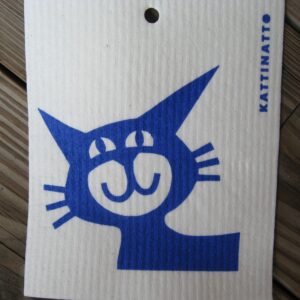 Swedish screen printed dishwashing sponge/ dish cloth, "Blue Catface"