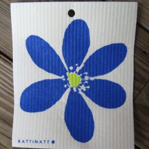 Swedish screen printed dishwashing sponge/dish cloth, "Blue Flower"
