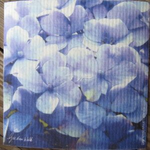 Swedish screen printed dishwashing sponge/dish cloth "Blue Hortensia"