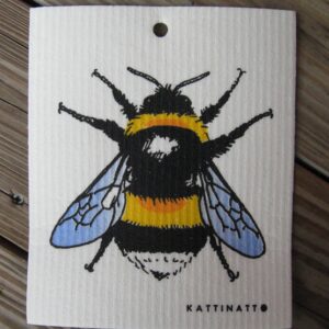 Swedish screen printed dishwashing sponge/dish cloth, "Bumblebee"