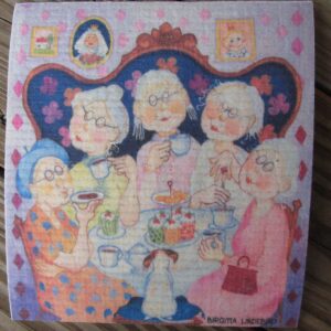 Swedish screen printed dishwashing sponge/dish cloth, "Cafe Nostalgia"