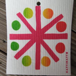 Swedish screen printed dishwashing sponge/dish cloth, "Colored Balls"