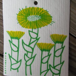 Swedish screen printed dishwashing sponge/ dish cloth, "Colts Foot"