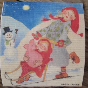 Swedish screen printed dishwashing sponge/ dish cloth ""Dear Little Pig"