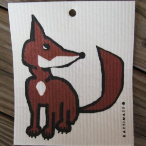 Swedish screen printed dishwashing sponge/ dish cloth, "Fox"