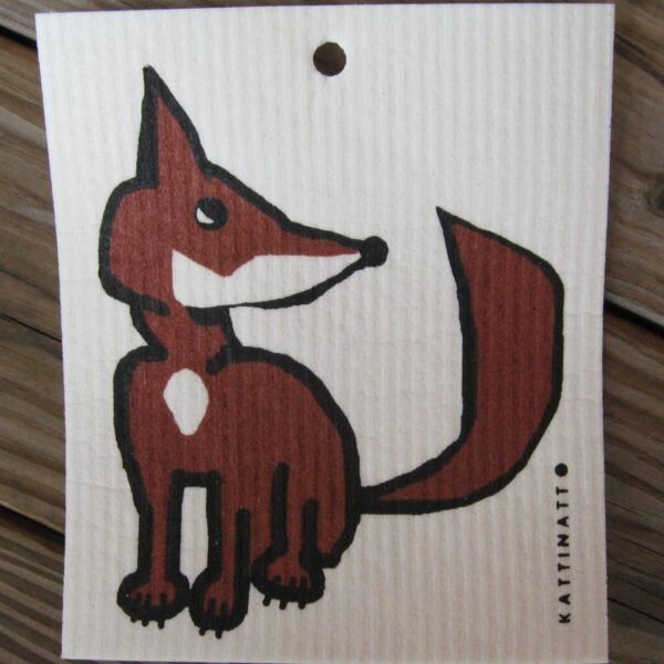 Swedish screen printed dishwashing sponge/ dish cloth, "Fox"