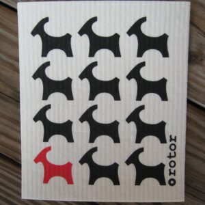 Swedish screen printed dishwashing sponge/ dish cloth "Goats" by Rotor of Sweden