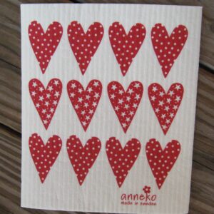 Swedish screen printed dishwashing sponge/ dish cloth, "Hearts"