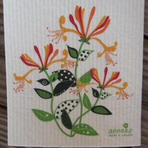Swedish screen printed dishwashing sponge/ dish cloth "Honeysuckle"