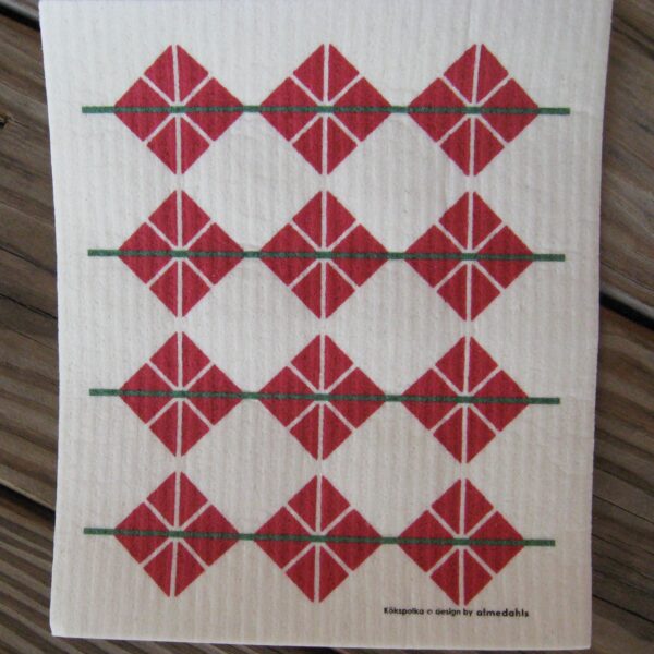 Swedish screen printed dishwashing sponge/ dish cloth, "Kökspolka"