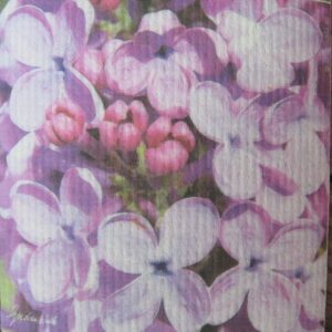 Swedish screen printed dishwashing sponge/ dish cloth "Lilac with buds"