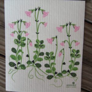 Swedish screen printed dishwashing sponge/ dish cloth, "Linnea Flowers"
