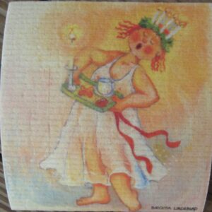 Swedish screen printed dishwashing sponge/ dish cloth "Lucia"