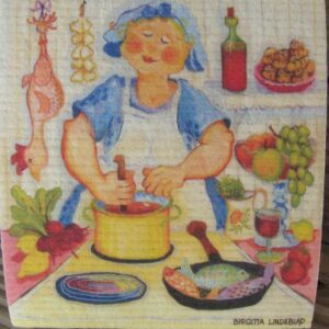 Swedish screen printed dishwashing sponge/ dish cloth "Matmor" ("Food mama")