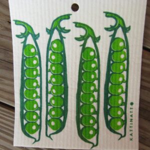 Swedish screen printed dishwashing sponge/ dish cloth "Peas"
