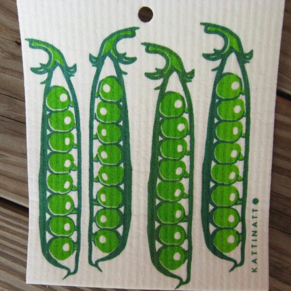 Swedish screen printed dishwashing sponge/ dish cloth "Peas"