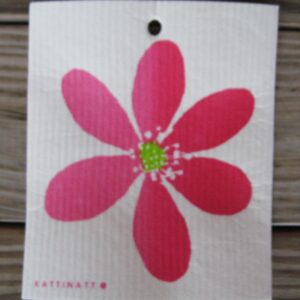 Swedish screen printed dishwashing sponge/ dish cloth, "Pink Flower"