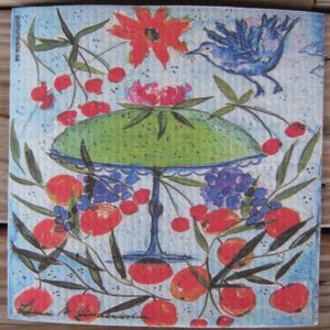 Swedish screen printed dishwashing sponge/ dish cloth, "Princess Cake"