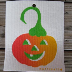 Swedish screen printed dishwashing sponge/ dish cloth, "Pumpkin"
