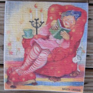 Swedish screen printed dishwashing sponge/ dish cloth ""Relaxing Moment"