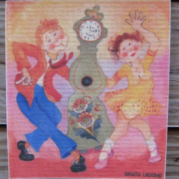 Swedish screen printed dishwashing sponge/ dish cloth "Rock around the clock"