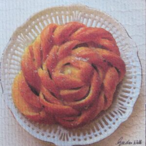 Swedish screen printed dishwashing sponge/ dish cloth "Saffranslbulle" (saffran roll)