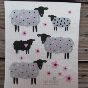 Swedish screen printed dishwashing sponge/ dish cloth, "Sheep"