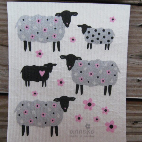 Swedish screen printed dishwashing sponge/ dish cloth, "Sheep"