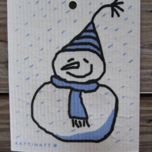 Swedish screen printed dishwashing sponge/ dish cloth, "Snowman"