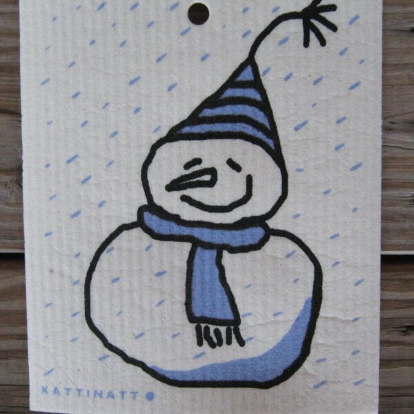 Swedish screen printed dishwashing sponge/ dish cloth, "Snowman"
