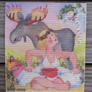 Swedish screen printed dishwashing sponge/ dish cloth "Swedish Midsummer"