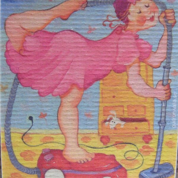 Swedish screen printed dishwashing sponge/ dish cloth "Sweeper Ballet"