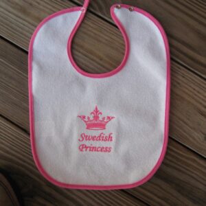 Baby bib "Swedish Princess" embroidered terrycloth  11" x 15"