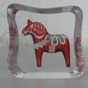 Mats Jonasson Dala Horse Crystal Ice Block  4" x 4"