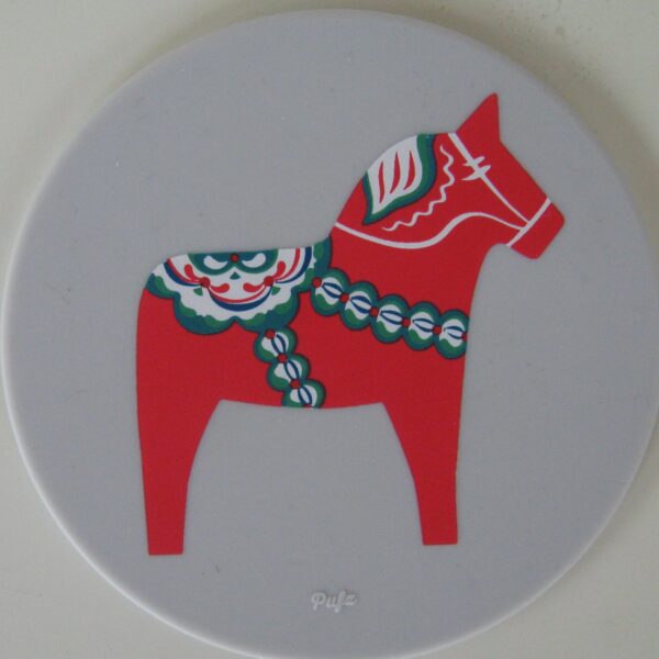 Dala Horse coaster set  Made in Sweden  rubber 3.5" wide
