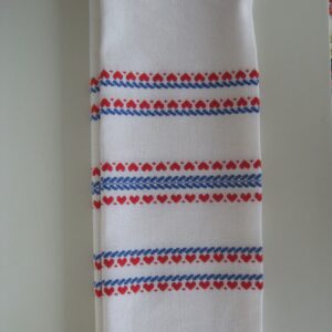 14" x 48" cotton runner   Made in Finland  red & blue