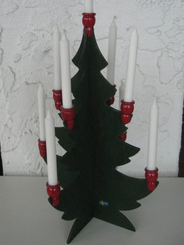9 candle wood Christmas tree  13" tall  Made in Sweden  (candles included)