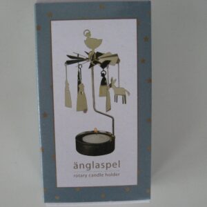 Angel chimes type candle holder "nativity scene in gold"  6.5"