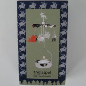 Angel chimes type candle holder "Santa & his reindeer"  6.5"