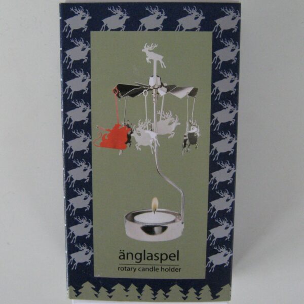Angel chimes type candle holder "Santa & his reindeer"  6.5"