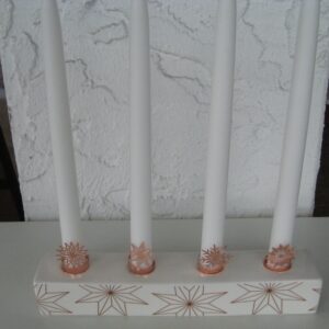 Ceramic advent candle holder with candle decorations and star design 10" long