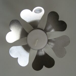 Metal heart votive silver 4.5" diameter  Made in Sweden