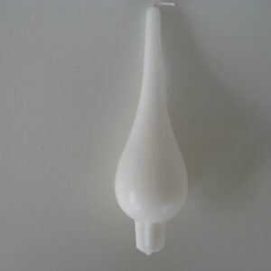 Danish teardrop candle, white, 7.5" tall