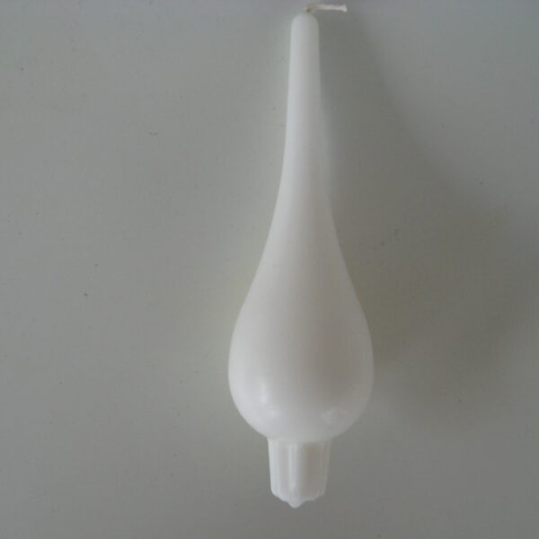 Danish teardrop candle, white, 7.5" tall