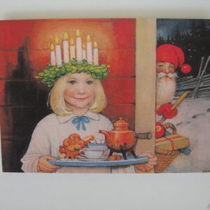 Box of 12 Christmas cards "Lucia & Tomte" English text 7" x 5"